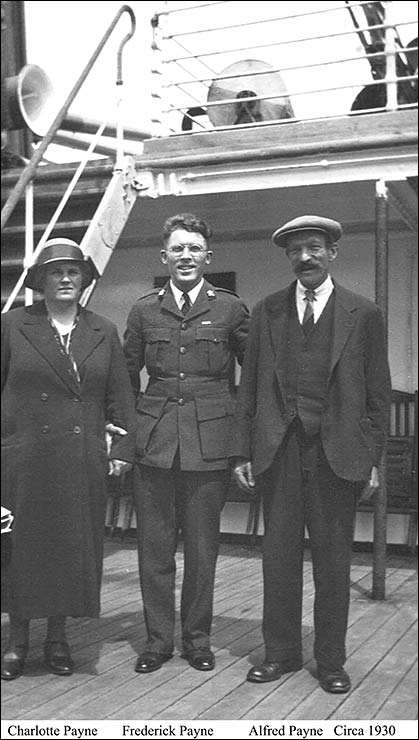 Photograph showing Charlotte Payne, Frederick Payne and Alfred Payne, circa 1930