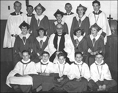 Choir in the late 1950's inside the Church Room