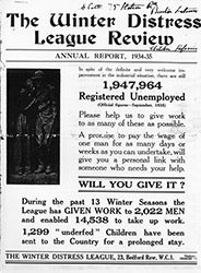 "A Real Effort to help the Unemployed" A report booklet published by The Winter Distress League