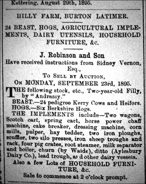 Notice of farm sale 1895