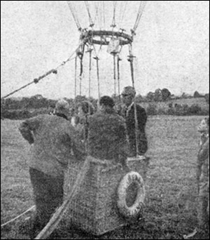 Dutch avaiators in their balloon after it landed at Burton Latimer in 1957