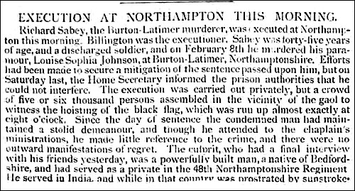 Pall Mall Gazette report on Sabey's execution