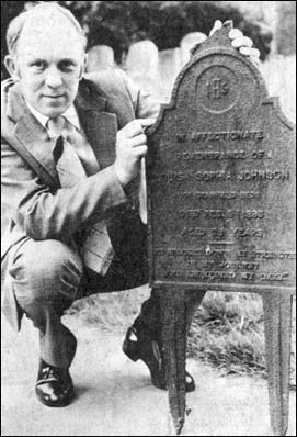 Brian Mutlow with the broken grave marker