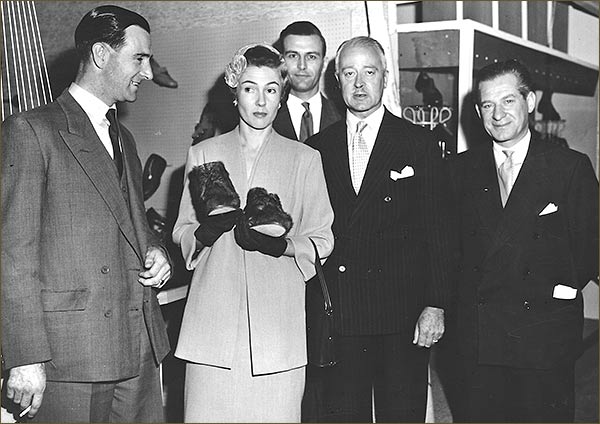 Photograph showing Mr Keith Coles with Elizabeth (Lisbeth) Webb and Mr Eric Ambler on the right