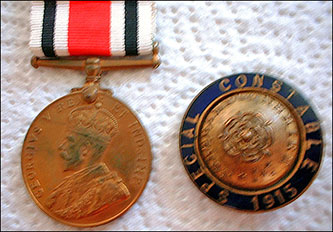 Joseph Westley's Special Constable Long Service Medal and badge
