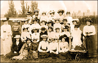 Photograph of Miss Annn Preston's Bible Class, Circa 1900 taken in Preston's Paddock.  Joan's mother, Grace Capps, 2nd left back row