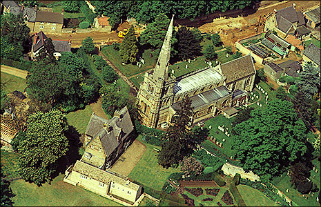 Aerial View of Manor House and the Parish Church in 1960s
