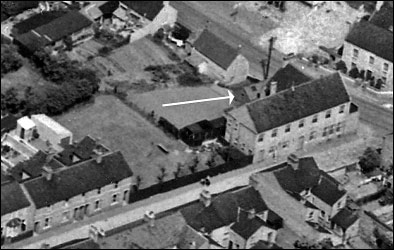 Aerial photograph of The Britannia Working Men's Club taken in 1950 showing The Salvation Army's hut.