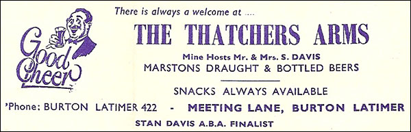 Advertisement for The Thatchers Arms found in a programme from the Electric Palace dated about 1956.