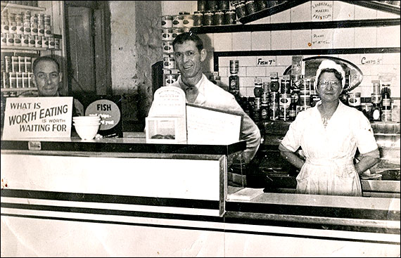 Miller's Fish Shop c1950. Bert Ratcliffe Tommy & Phyllis Miller