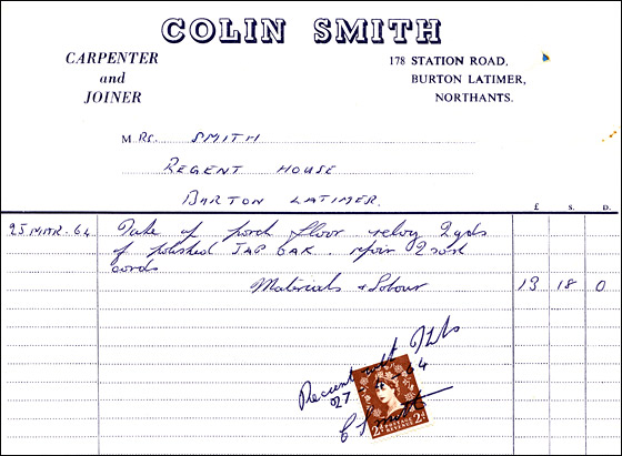 Invoice from Colin Smith, Carpenter