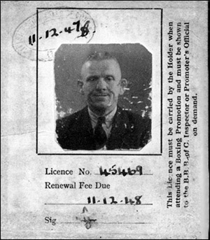 Mick Cooper's Boxing Licence card