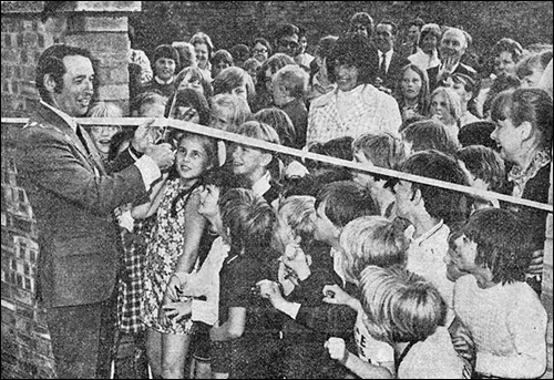 Photograph of Cllr John Meads, Chairman of the Council opening the adventure playground in 1973