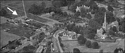 Preston Hall, shown in an aerial view of the town taken in 1923.  This is one of the very few images of the Hall in its complete state