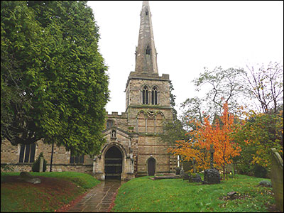 Photograph of St Mary's Church showing tower and steeple