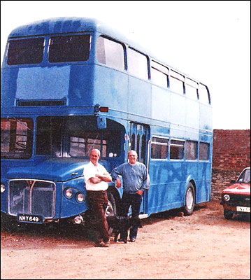 A former double-decker bus in Murrell's yard