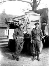 Reg Long (right) with supply truck