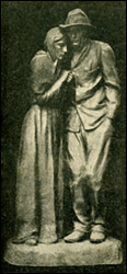 Image of a statuette, used on the cover of the Winter Distress League's report for 1935-6