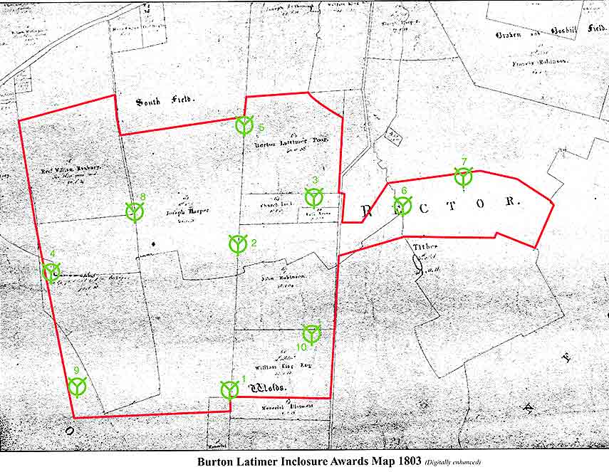 Burton Latimer Enclosuure Map 1803