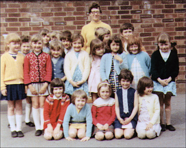 Mrs Williams with girls in the playground - 1960s