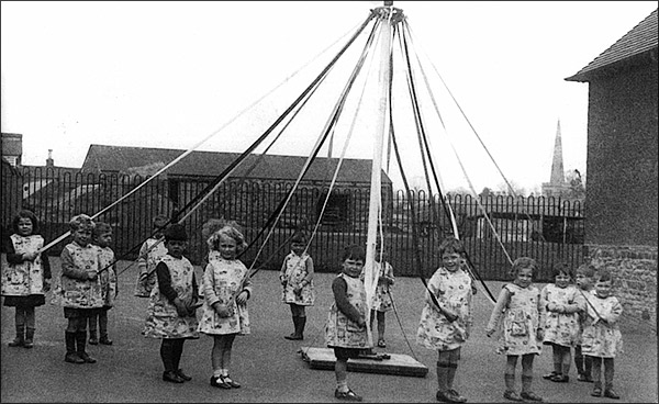 Burton Latimer Council School Infants - the playground maypole 1942-3