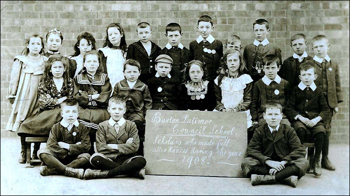 Burton Latimer Council School - large group and teacher, early 1900s