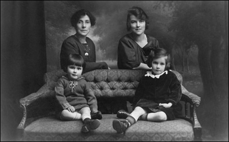 Photo from 1923, showing Annie Daniels, Doris Daniels, and two of the children from London - Olive and Lily Webb - who arrived in March 1923 as part of the work of the Winter Distress League