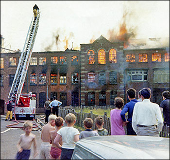 Vieew of factory fire in 1969