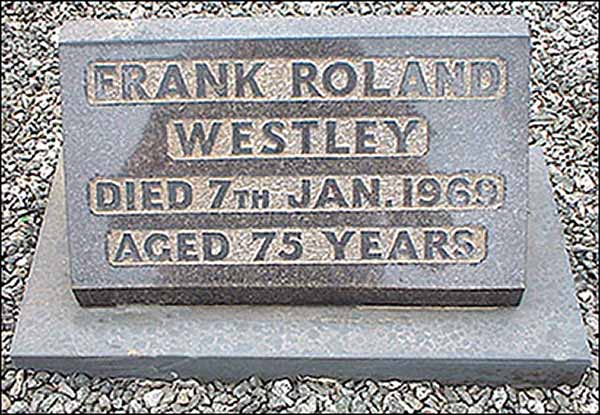 Memorial stone in Burton Latimer cemetery for Mr Frank Westley
