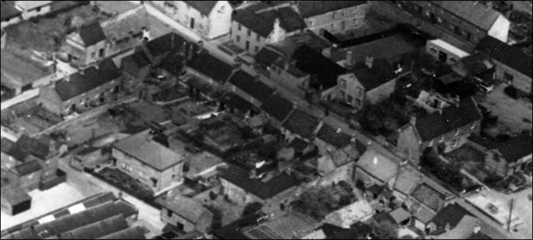 The rear of the High Causeway houses, in an aerial shot from 1950