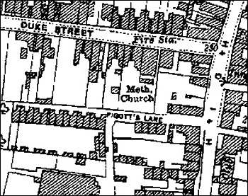 1928 Ordnance Survey map of Piggot's Lane and Duke Street