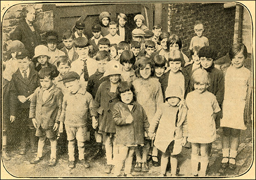 Annie Potter (top left) and some of the children from London.  Image from an unidentified local paper