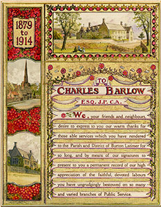 Frontispiece to the Tribute Book given to Charles Barlow in 1914