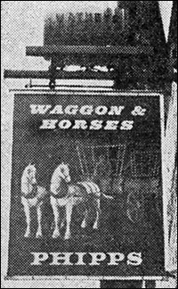 The Waggon & Horses public house sign.