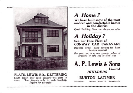 Advertisement by A P Lewis, Builders