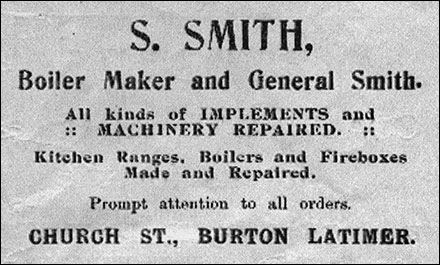 Advertisement by S Smith, Boiler Maker and General Smith