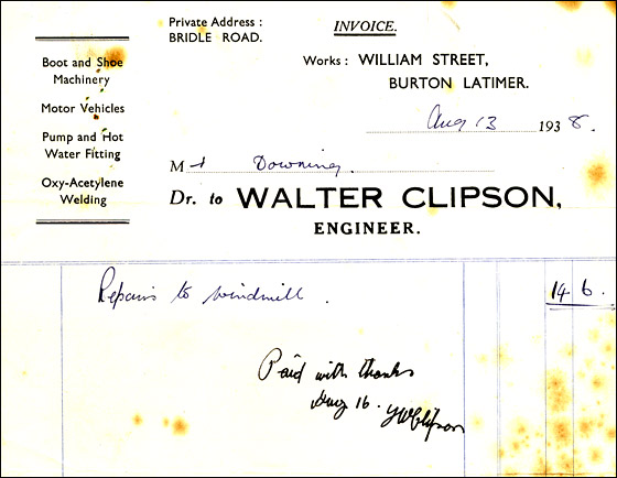 Invoice from Walter Clipson, Engineer