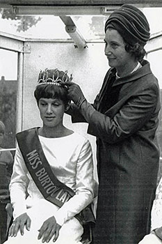 Lesley Gardner being crowned by Mrs Inwood in 1968