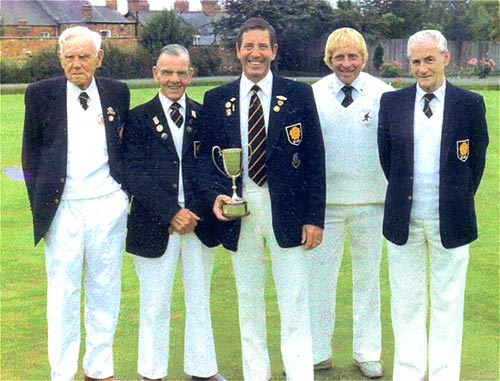 League Champions - 1984.  Left to Right: Edgar Watson, Harry Althorpe, John Coles, Vic Gater, Norman Dacre