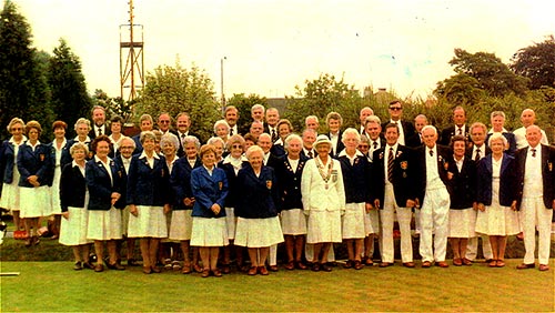 The Bowls Club - 1986 with Miss Margaret Atkinson (County Ladies President) in the centre