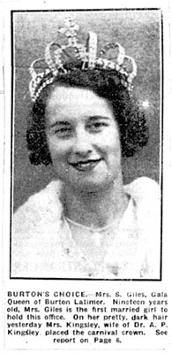 Mrs. S. Giles, Gala Queen 1940-41