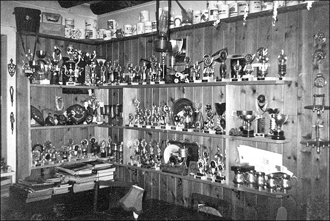 Les Judkins's trophy room. He won more than 200 trophies from 1955 onwards.