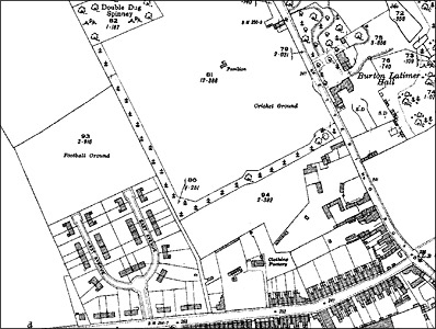 The location of the football and cricket grounds in 1925