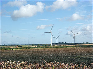 View of the Wind Farm showing 3 of the 10 turbines
