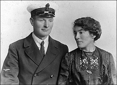 1917 photograph of Neville's Grandparents, with granddad in his RNAS uniform.