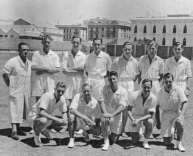 WO&nbsp;Dick Cooper umpires an RAF Cricket XI Team in Egypt
