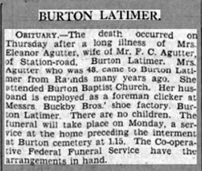 Burton Latimer - Obituary - Agutter Eleanor
