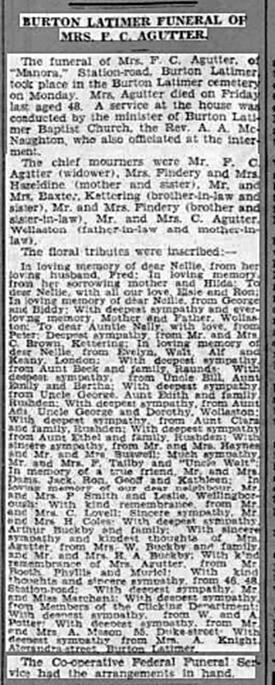 Burton Latimer - Funeral - Agutter Eleanor