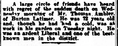Burton Latimer - Ambler Thomas death