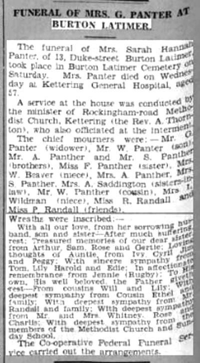 Burton Latimer - Panter-sarah-funeral